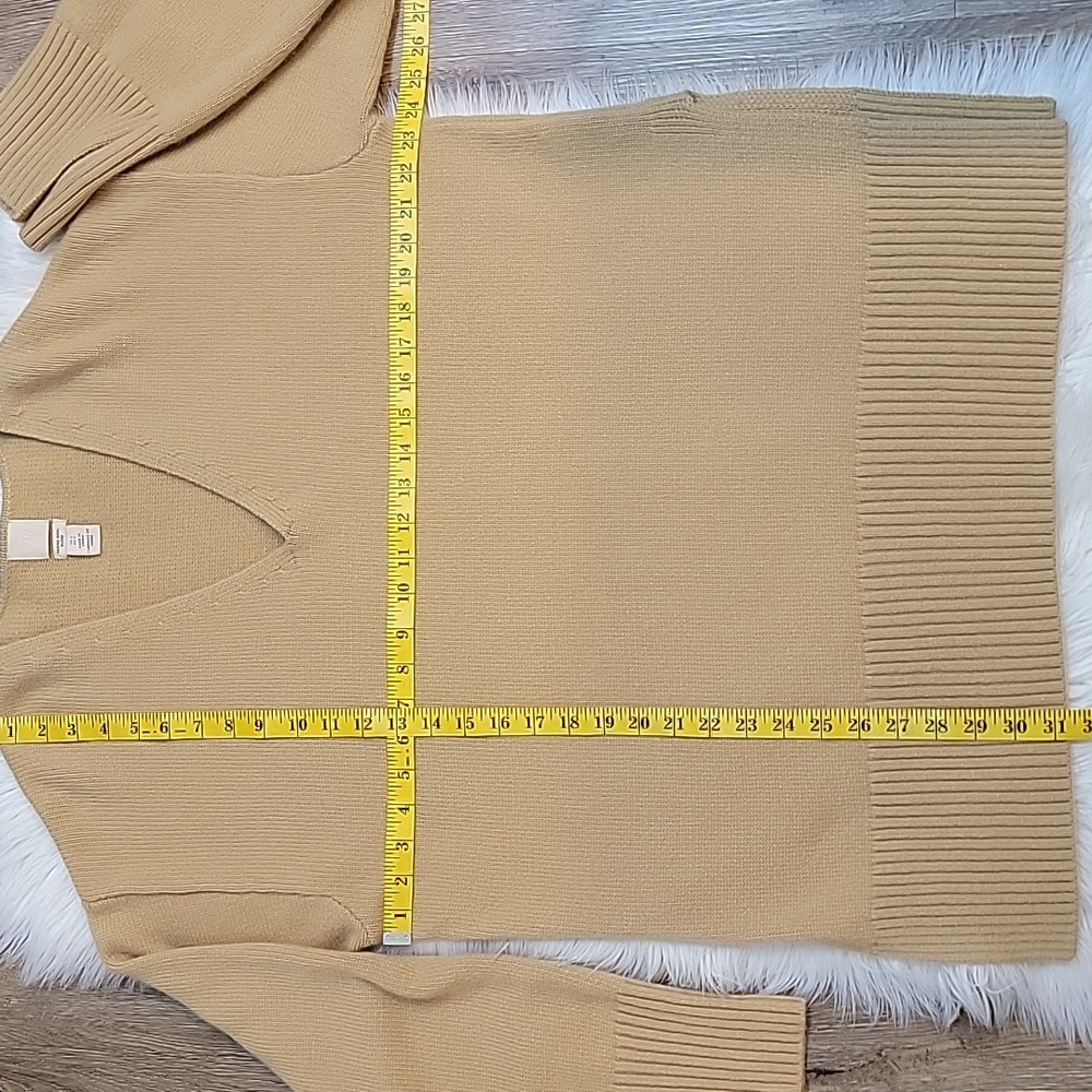Cozy Tan Wool Blend  V-Neck Oversized Sweater - Picture 13 of 14